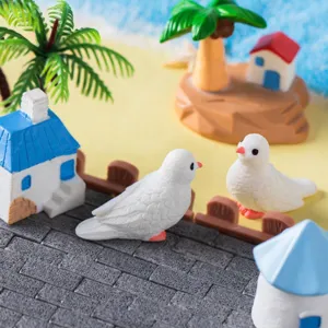 Mini island pigeon house coconut tree micro landscape resin ornament DIY decoration desktop
