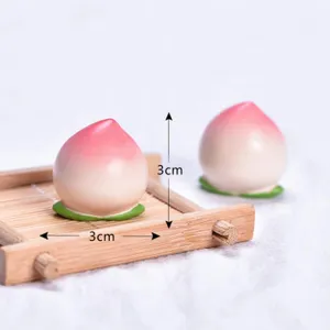 Miniature peach fruit resin figurines cute desktop ornament DIY micro landscape decor