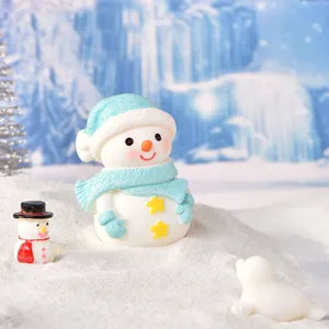 Cute Christmas snowman resin figurine micro landscape desktop decoration ornament accessory