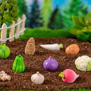 Mini Simulation Vegetable Resin Ornaments Cartoon Succulent Flower Pot Micro Landscape DIY Crafts Home Table Decor