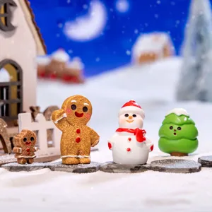 Christmas gingerbread man micro landscape miniature DIY snow scene desktop tabletop decorations set