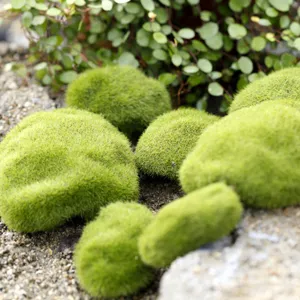 Artificial Moss Stones Flocked Fake Rocks for Micro Landscape Garden Decor DIY Crafts
