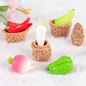 Mini resin vegetable figurines set, micro landscape succulent plant pot DIY creative decoration ornaments.