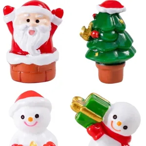 Natale micro paesaggio resina miniatura statuette set per fai da te neve scena decoro.