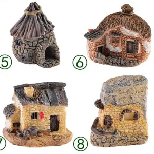 Miniaturen Harz Haus Figuren Feengarten Mikro Landschaft Terrarium Dekoration 4 Stk
