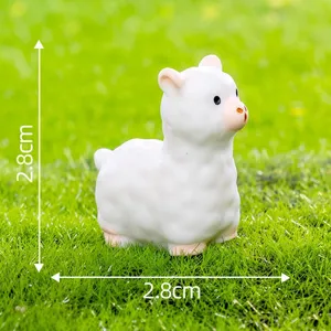 Miniatura figura de oveja de resina adorno de jardín micro paisaje decoración 2.8cm lindo