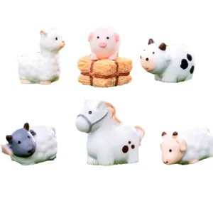 Miniatura granja animal figuras resina lindo oveja cerdo vaca caballo micro paisaje decoración