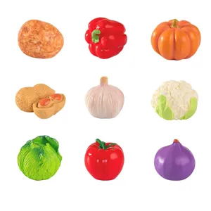 Miniature resin vegetables set, cute simulated plant figures for succulent garden desktop decor.