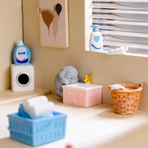 Miniature Resin Bathroom Ornaments Dollhouse Decor Miniature Washbasin Bathtub Washing Machine DIY Landscape Accessories