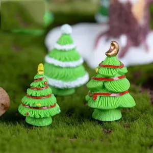 Miniature Christmas tree resin figurines micro landscape succulent plant pots cute home decor