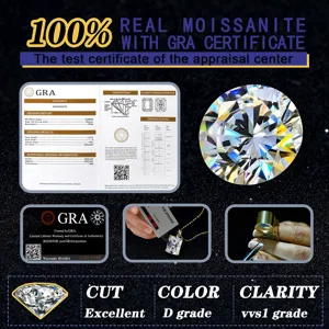 Collar de moissanita corte Radiant con certificado GRA D VVS1 detalles