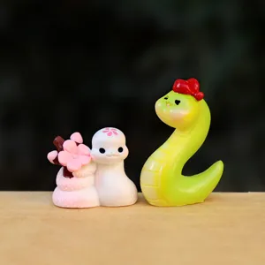 Graziosa statuetta serpente zodiaco cinese in resina regalo decorazione scrivania