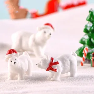 Christmas polar bear resin miniature figurine set for holiday desktop cake decor view