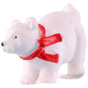 Cute white polar bear figurine with red scarf for Christmas decoration cake topper micro landscape