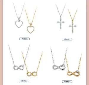 Selection of gold and silver plated necklaces with heart, cross and infinity pendants
