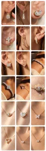 Detailed collection view of moissanite jewelry featuring brilliant fire and sparkle effects