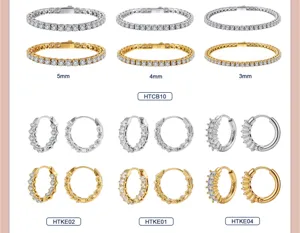 Detailed layout of 316L stainless steel CZ tennis bracelets and sparkling hoop earrings