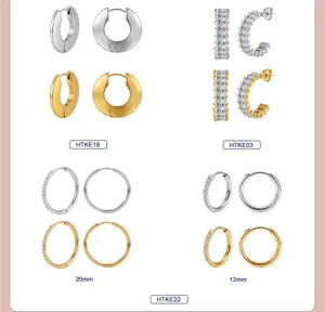 Selection of 316 stainless steel hoop earrings with cubic zirconia in gold and silver