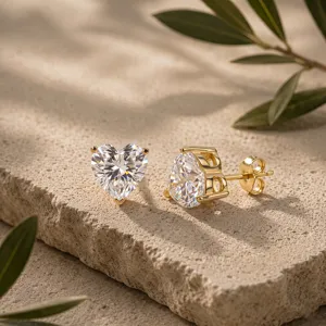 Minimalistische Laborgezüchtete Diamant Herz Ohrstecker Elegante Gold Weißgold Herzform Ohrringe Feiner Schmuck Geschenk Für Damen
