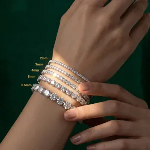 Braccialetti tennis in argento sterling di varie larghezze da 2mm a 6,5mm sul polso