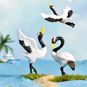 Micro Landscape Miniature Crane Figurine Cute Plastic Animal Ornament For Succulent DIY Craft Photography Decoration
