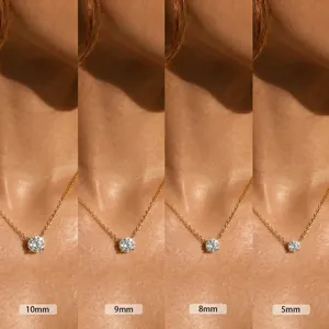 Vergleich der Größen von Halsketten mit im Labor gezüchteten Diamanten: 5mm bis 10mm