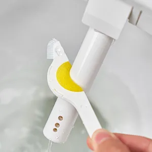 Spazzola per Pulizia Ugelli Toilette Intelligente Spugna Setole Manuale Raschietto per Fessure Bagno Accessorio per WC Giapponese