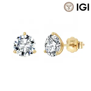 925 Sterlingsilber Labor-Diamant Ohrstecker Rundschliff Farbe D VVS Gold Platinierte Minimalistische Luxus Schmuck Für Damen