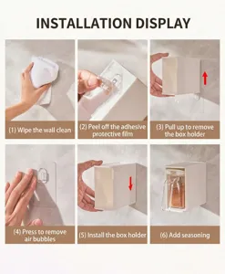 Detailed 6-step installation guide for wall-mounted kitchen seasoning storage organizer