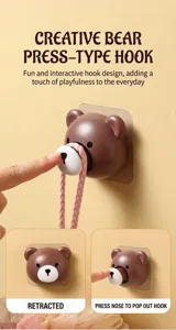 Detail view of the retractable mechanism on the creative bear wall hook for masks and cables