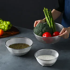 Juego de 3 coladores de acero inoxidable de malla fina para arroz y verdura