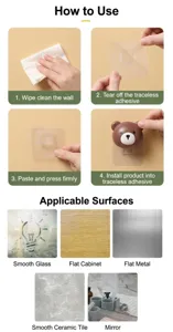 Detailed guide showing installation steps and suitable wall surfaces for the bear hook.