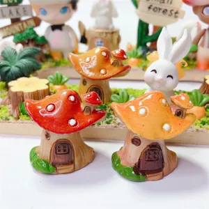 Ornements Miniatures en Résine Maison Champignon Mignon Micro Paysage Accessoires Artisanat DIY pour Coque de Téléphone Décoration Colle Crème