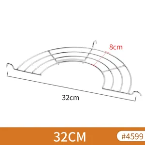 Detailansicht eines halbkreisförmigen Abtropfgestells aus Edelstahl mit 32 cm