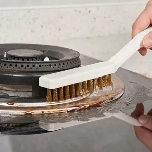 Professional heavy-duty wire cleaning brush for kitchen gas stove burners and gaps