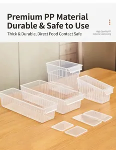 Set aus transparenten, lebensmittelechten PP-Boxen für Kühlschrank und Küche.
