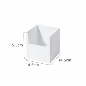 Dimensions detail for the white small wide-style storage bin, 15.5x14.5x14.5cm.