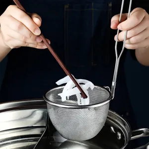 Ανοξείδωτο Σουρωτήρι για Hot Pot Λεπτό Πλέγμα Κουτάλα με Μακριά Λαβή Ιαπωνικό Στυλ Βαθύ Κόσκινο για Νουντλς Τηγάνισμα Εργαλείο Μαγειρικής