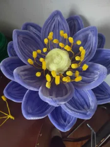 Handmade DIY plush pipe cleaner lotus flower craft material fluffy twist stick decor item.
