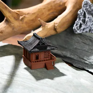 Squisito modello di tempio cinese in miniatura per acquario roccaglia e micro paesaggio.