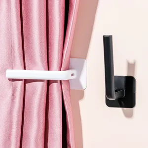 L Shaped Adhesive Hooks No Drill Wall Mounted Plastic Hangers For Curtains Kitchen Cabinet Home Storage Hooks