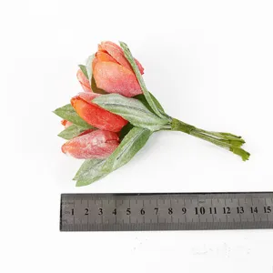 Artificial frosted tulip bouquet for DIY crafts, home decor and floral arrangement.