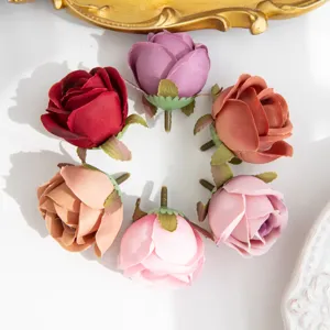 Têtes de roses artificielles en tissu de soie accessoires DIY pour corsage multicolores