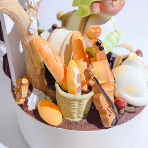 Harz Miniatur Brotkorb und Geige Figur fuer DIY Handwerk und Handyhuellen Dekoration.
