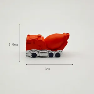 Miniature resin concrete mixer truck detail shot, micro landscape ornament for DIY decor.