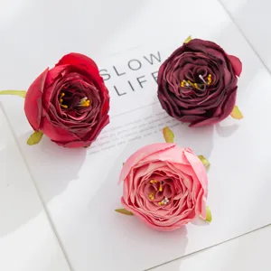 Artificial rose heads DIY handmade corsage hair accessories wedding party floral wall decor