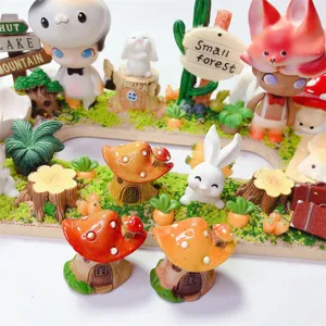 Miniatures mignonnes de maison de champignon en résine accessoires DIY déco étui.