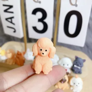 Cute miniature resin poodle puppy figurine for DIY crafts phone case decor accessories.