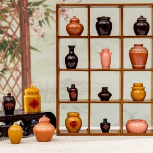 Vintage Miniatura Jarras de Cerámica China Resina Casa de Muñecas Adornos de Micropaisaje Retro Tarro de Vino Tetera Figura