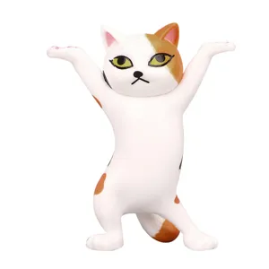 Cute cat pen holder headphone stand desktop ornament multi-functional animal figurine decor.